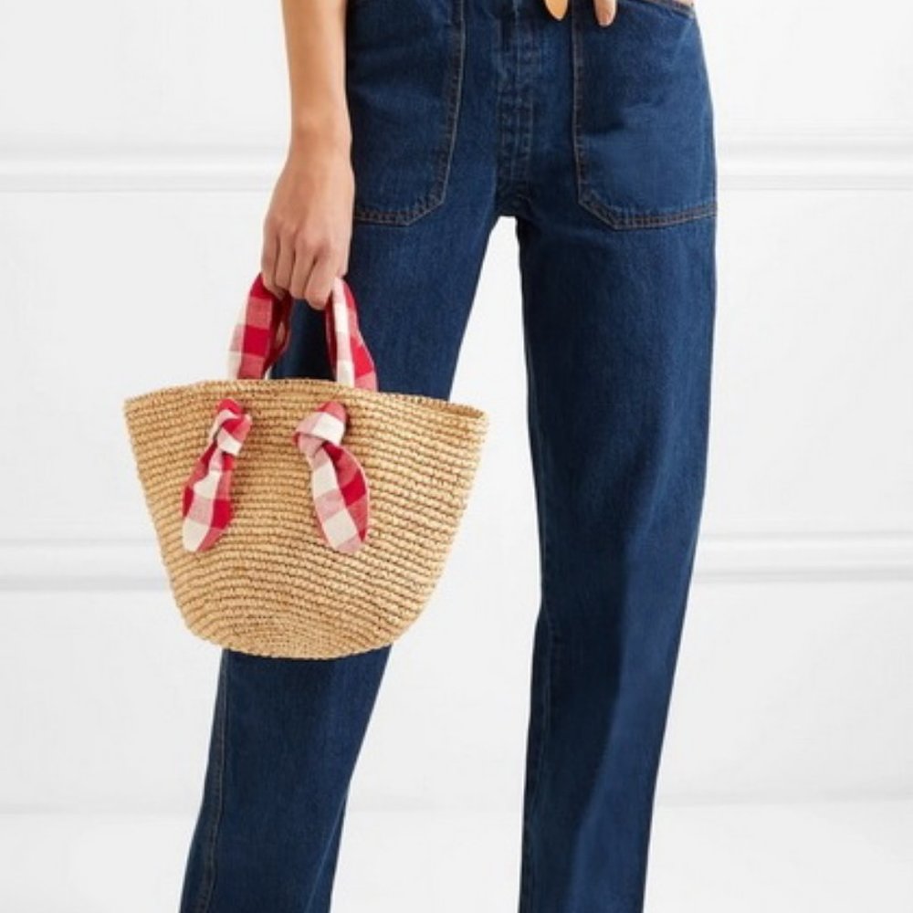 Loeffler Randall Hazel Gingham Straw Tote